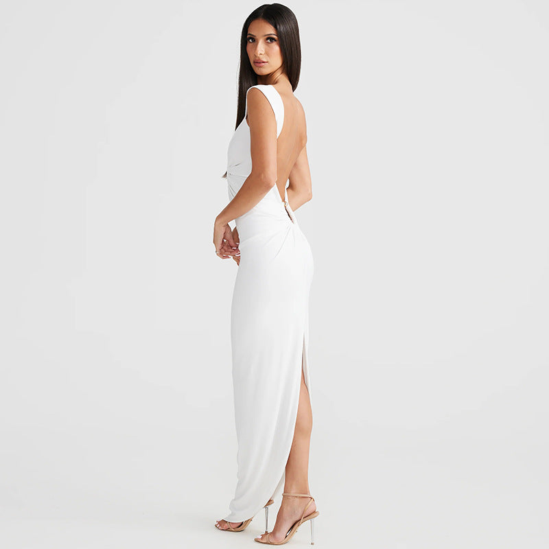 Priscilla Low Cut Sleeveless Sexy Maxi Dress