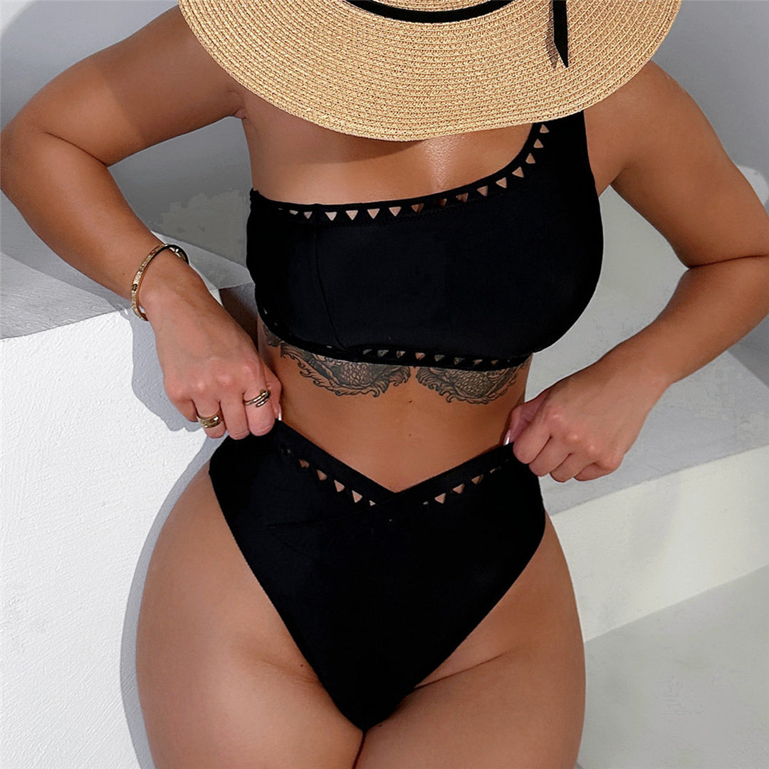 Phyllis Hollow Out One Shoulder High Waist Bikini