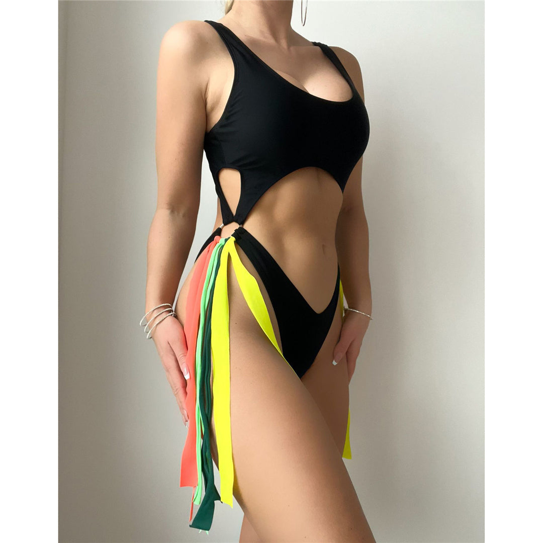 Mandy Ribbon Tummy Cut Out One Piece Swimsuit