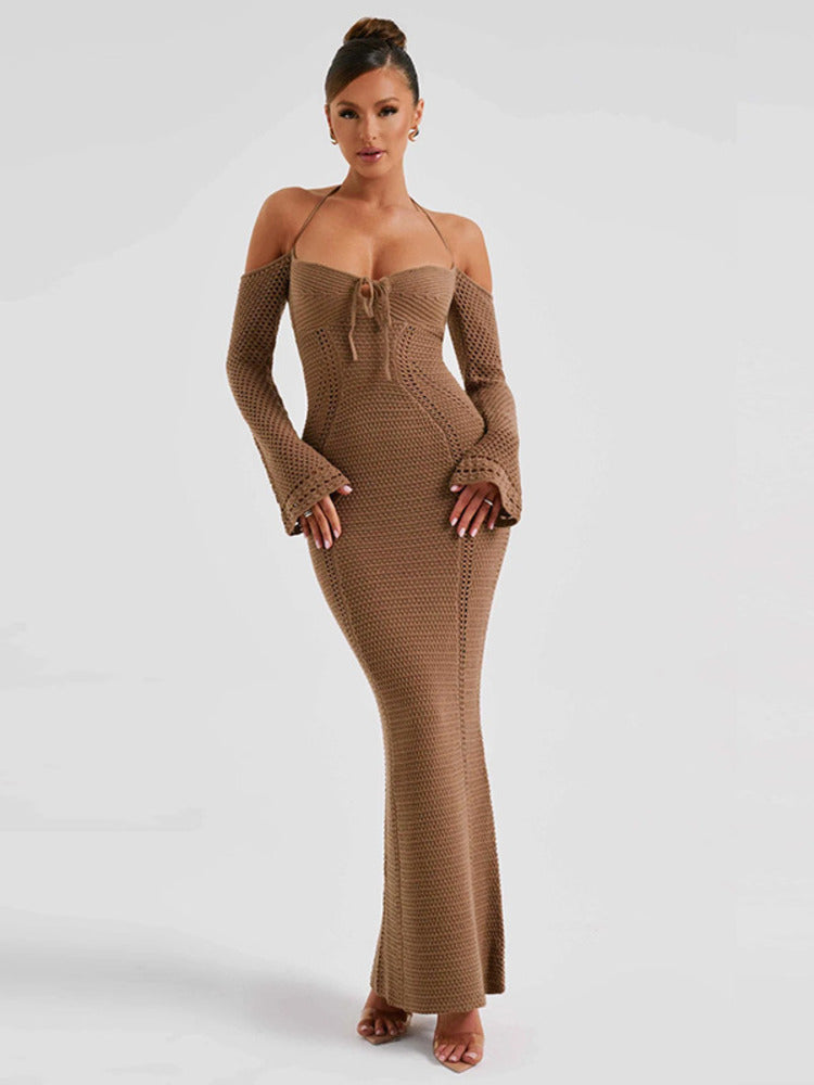 Claire Hollow Out Backless Knitted Sexy Maxi Dress