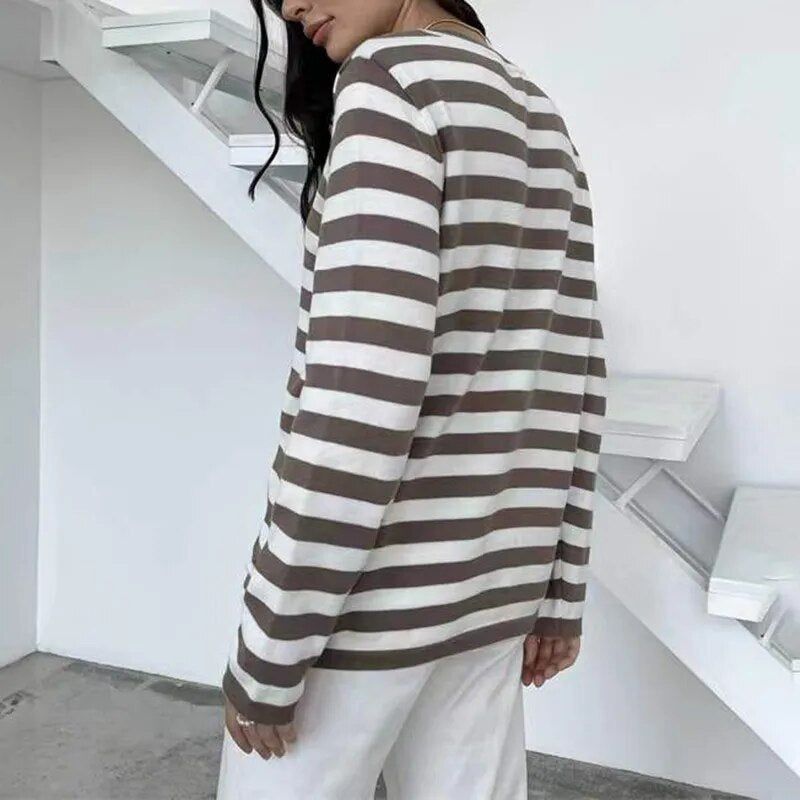 Esther O Neck Stripped Women Sweater