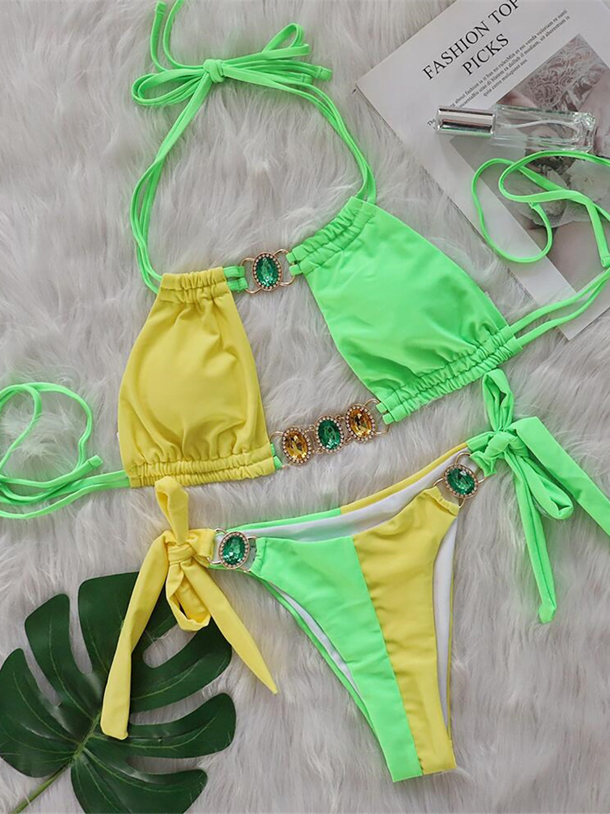 Camille Rhinestones Diamond Splicing Bikini