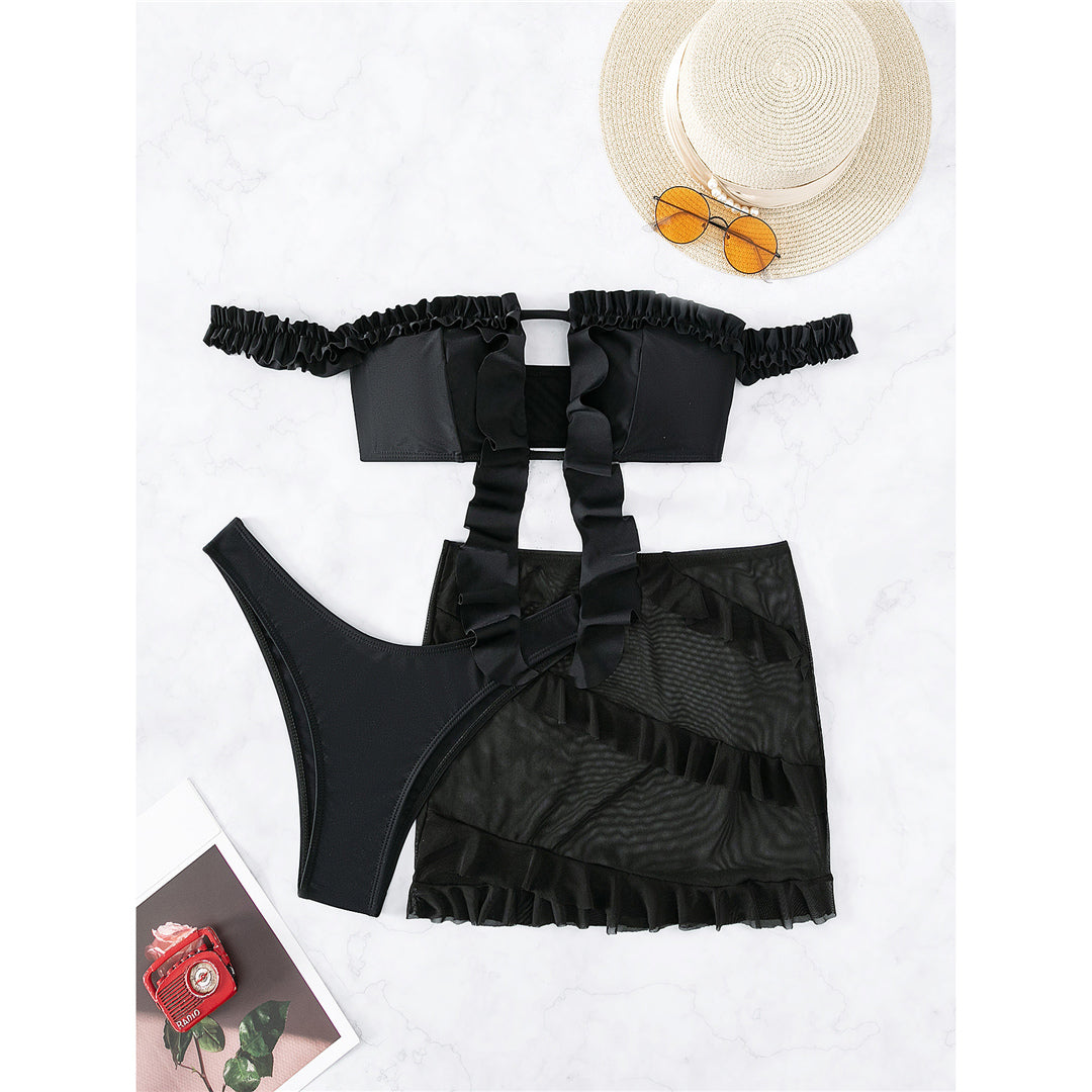 Nikki Off Shoulder Ruffled Frilled Bikini