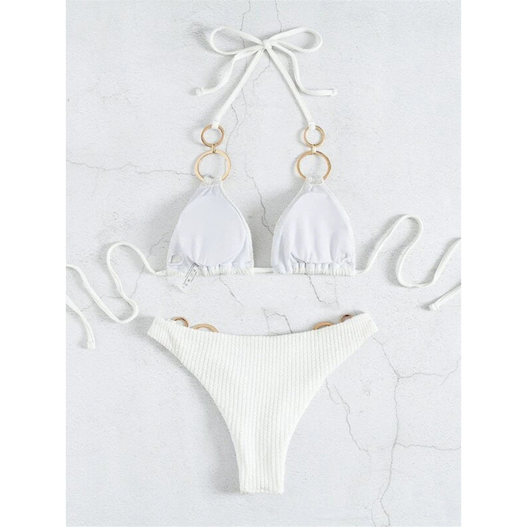 Karen Halter Ribbed Metal Rings Bikini