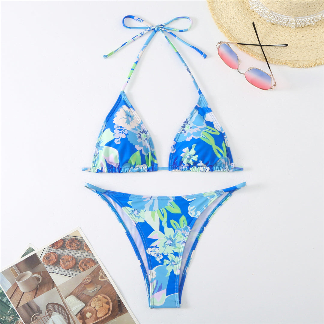 Jean Flowers Floral Brazilian Bikini