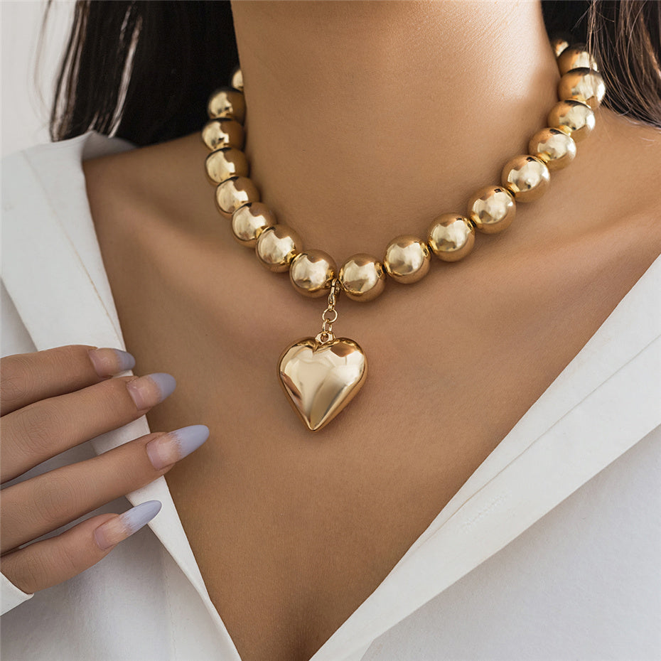 Mandy Big Love Heart Pendant Choker Necklace