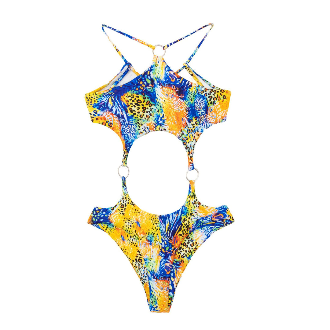 Dana Printed Tummy Cut Out One Piece Swimsuit