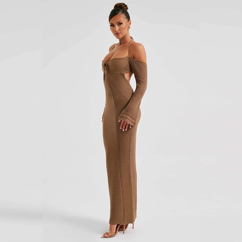 Claire Hollow Out Backless Knitted Sexy Maxi Dress