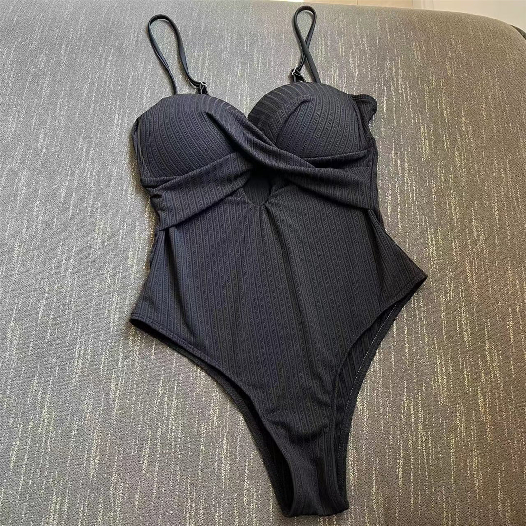 Tanya Cut Out Wrinkled Ribbed Monokini