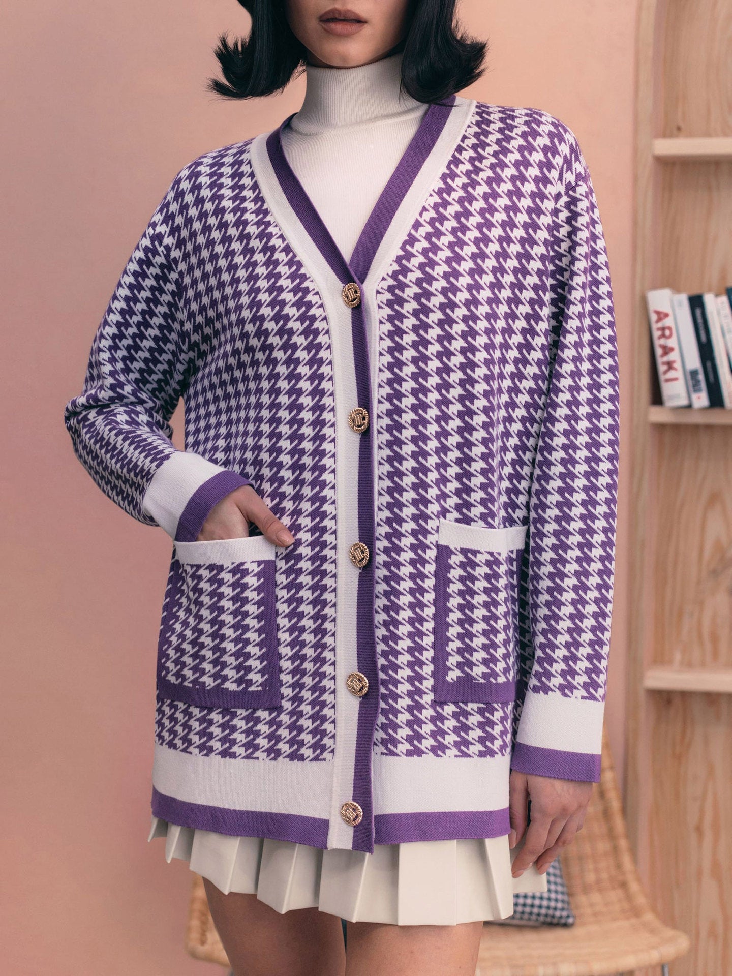 Rachel Oversize Soft V-neck Vintage Women Cardigan