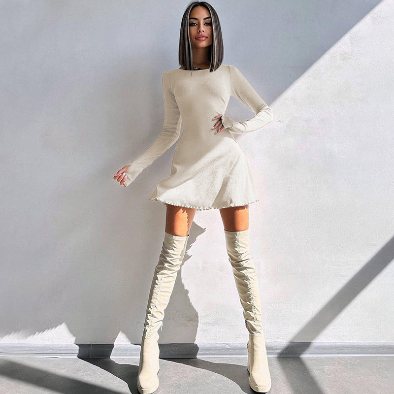 Tara Ribbed Long Sleeve Sexy Mini Dress