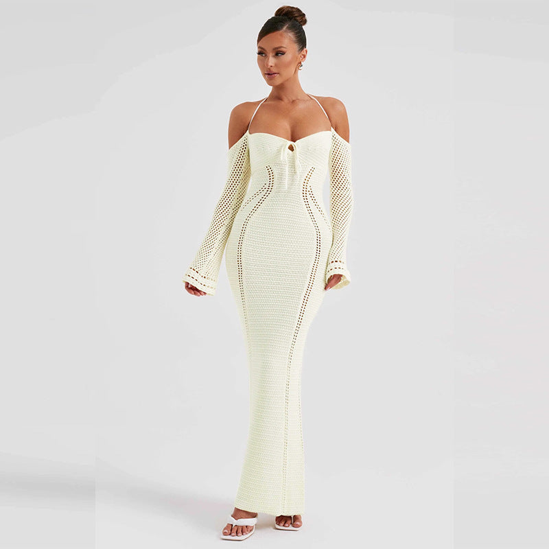 Claire Hollow Out Backless Knitted Sexy Maxi Dress