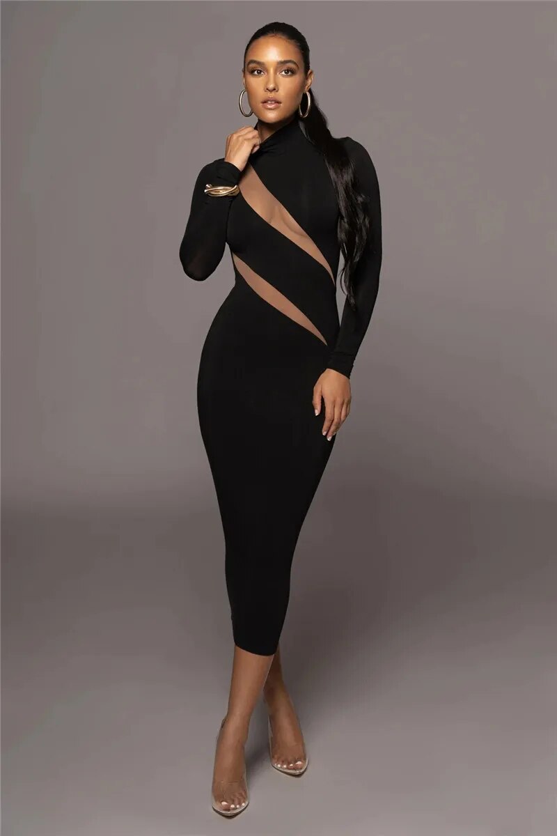 Sue Long Sleeve Bodycon Sexy Maxi Dress