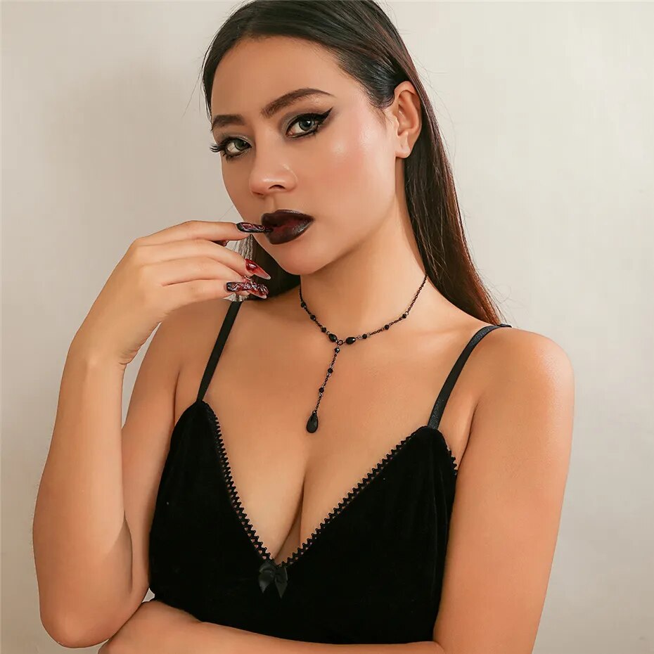 Megan Drop Crystal Chest Chain Necklace