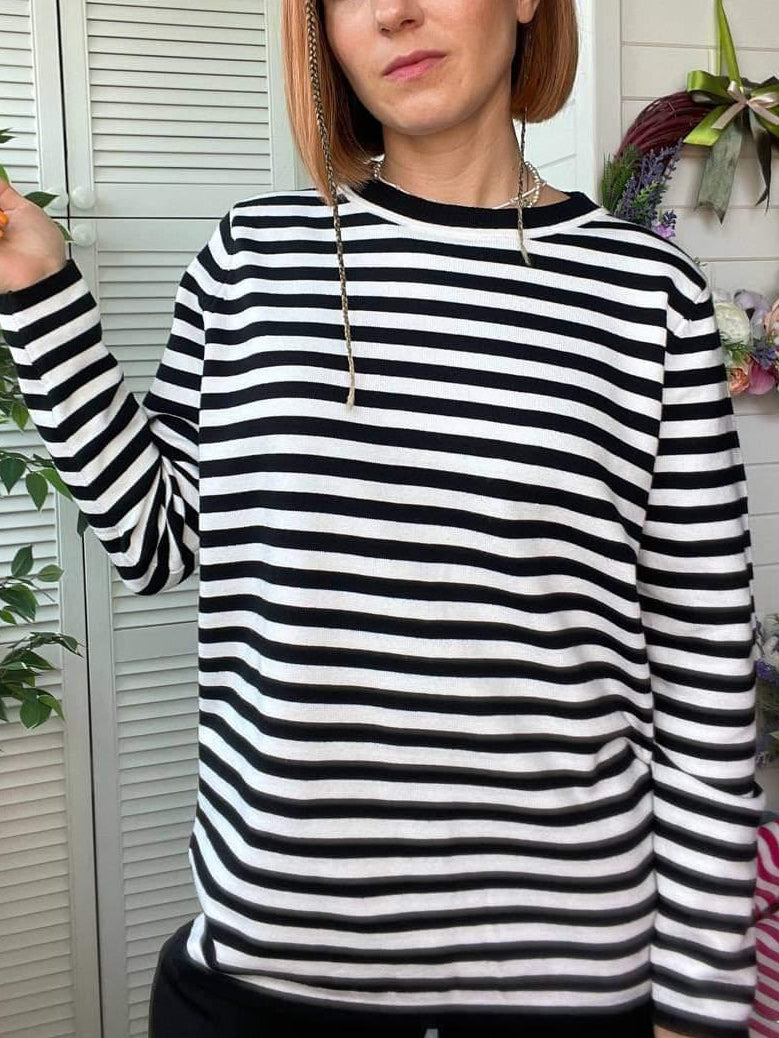 Cheryl Loose Casual Knitted Stripe Women Sweater