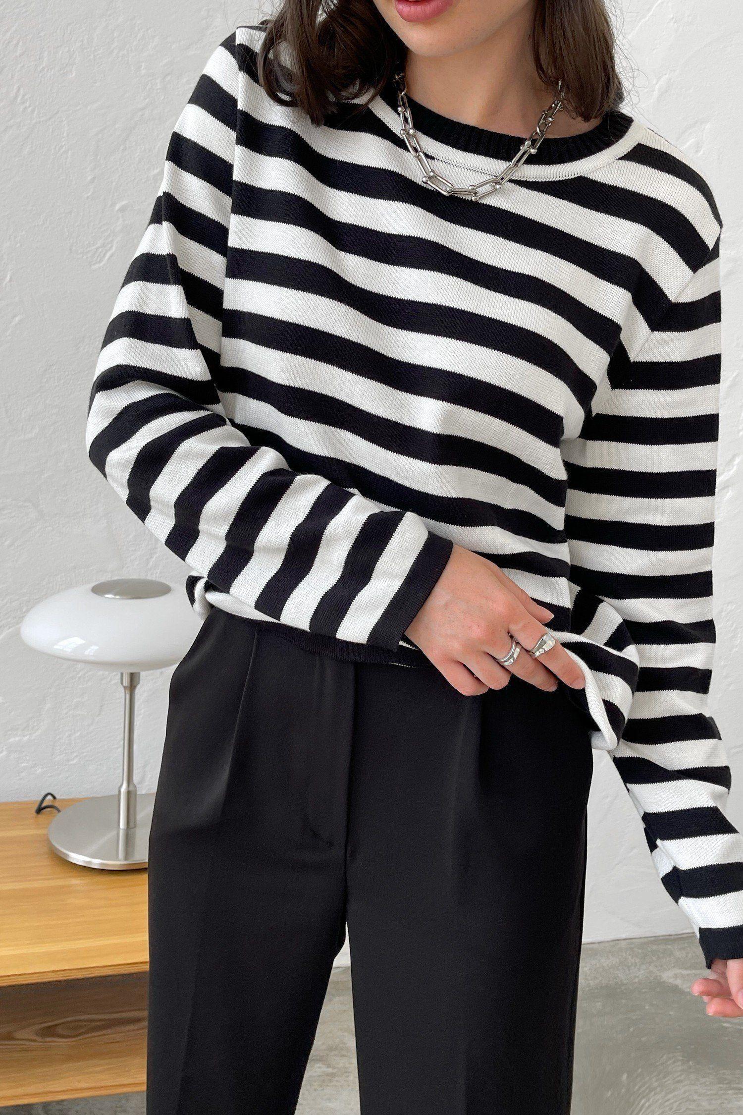 Cheryl Loose Casual Knitted Stripe Women Sweater