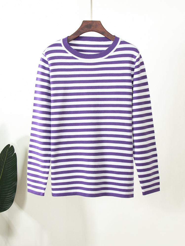 Cheryl Loose Casual Knitted Stripe Women Sweater