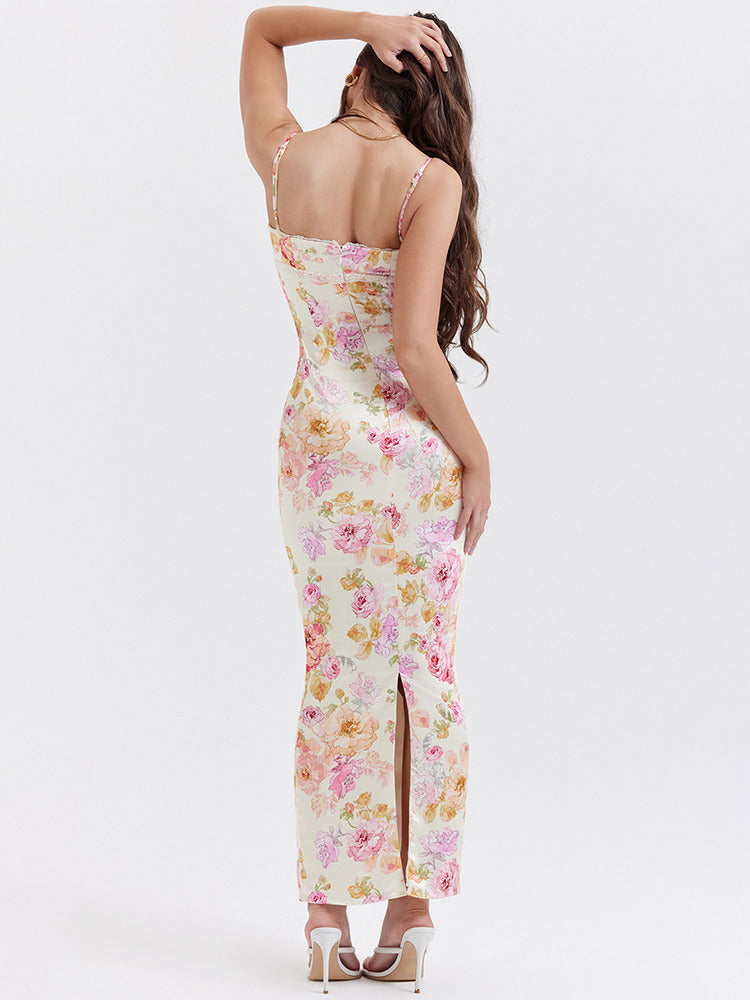 Nikki Spaghetti Strap Print Maxi Dress