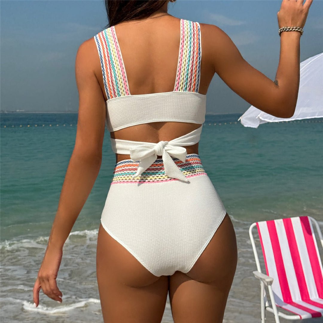 Adriana Splicing Padded High Waist Bikini