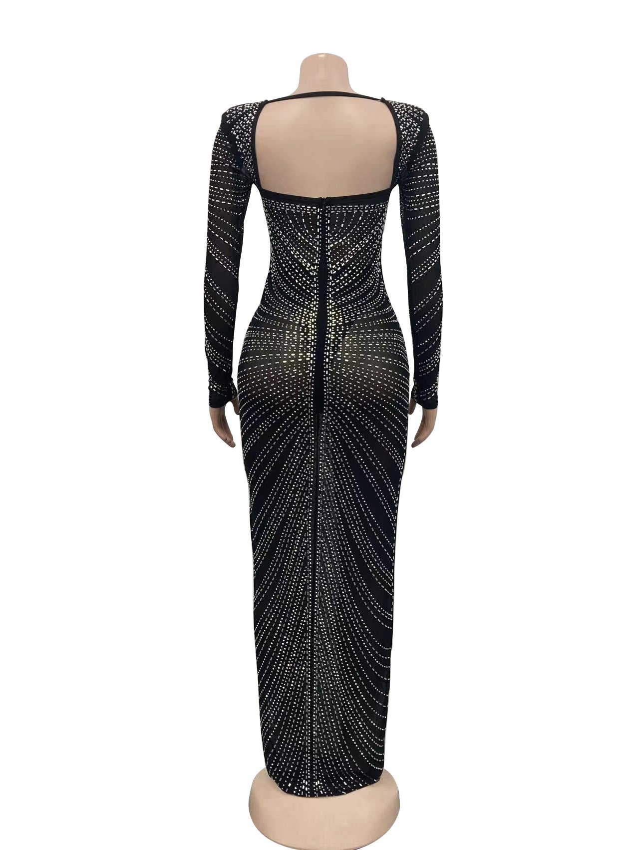 Helena Glitter Mesh See Through Party Maxi Dress