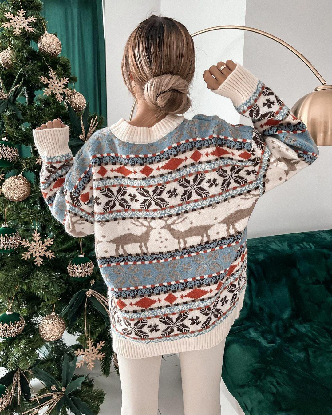 Rita New Year Christmas Loose O-neck Women Pullover