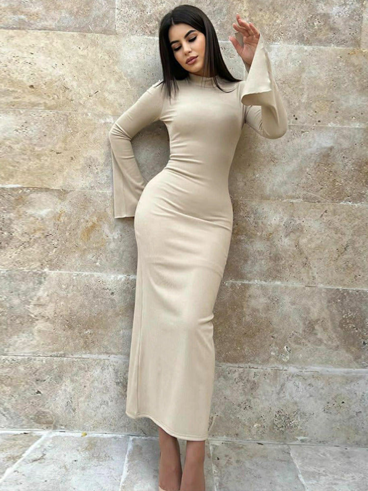 Rachel Turtleneck Long Sleeve Bodycon Maxi Dress