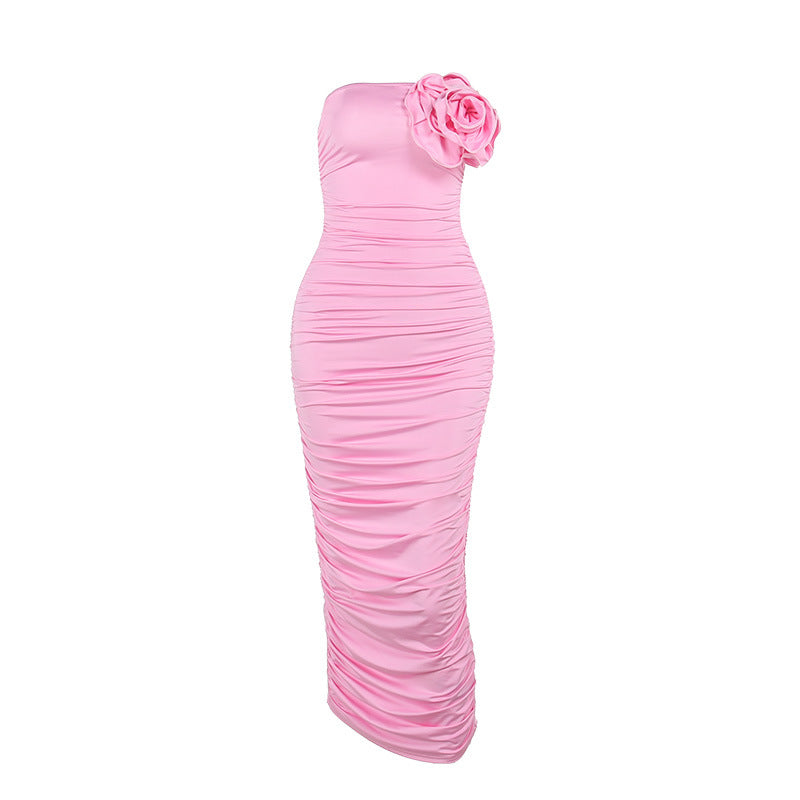 Carol Flower Strapless Bodycon Maxi Dress