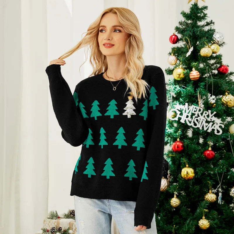 Grace New Year Christmas Knitted Loose Women Sweater