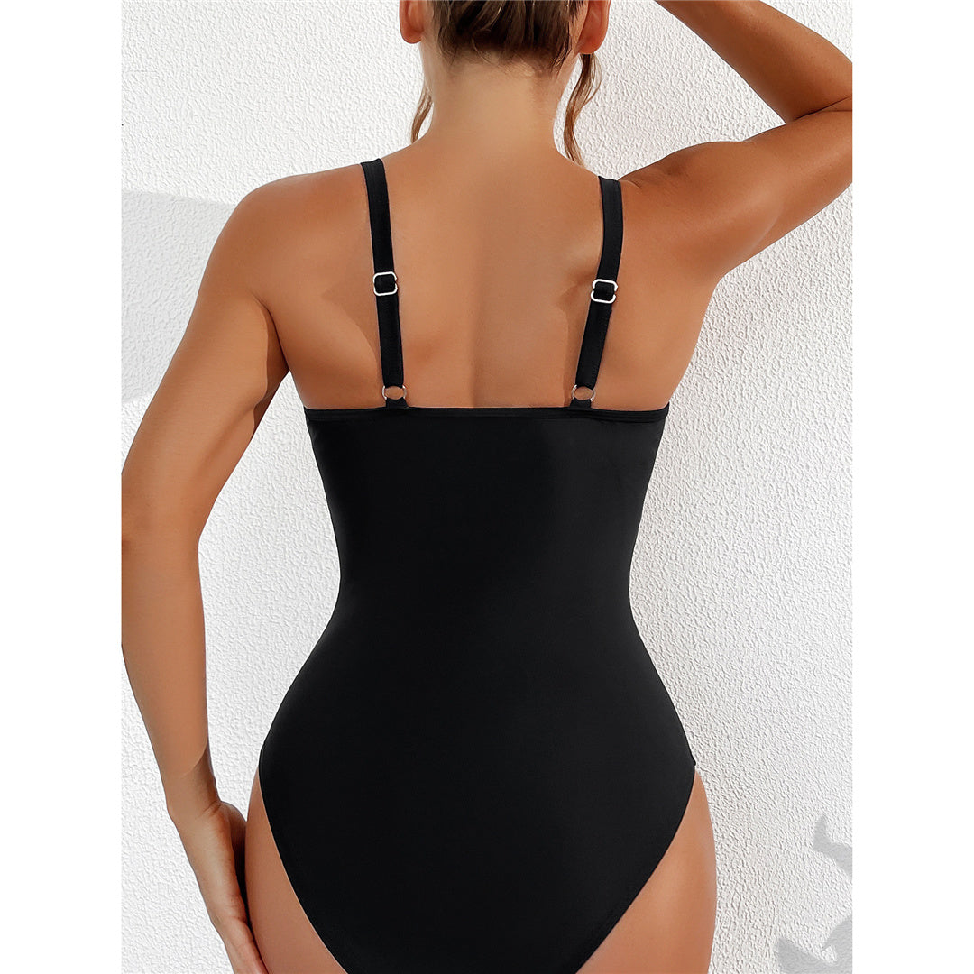 Jennifer Sexy Mesh Sheer V Neck One Piece Swimsuit