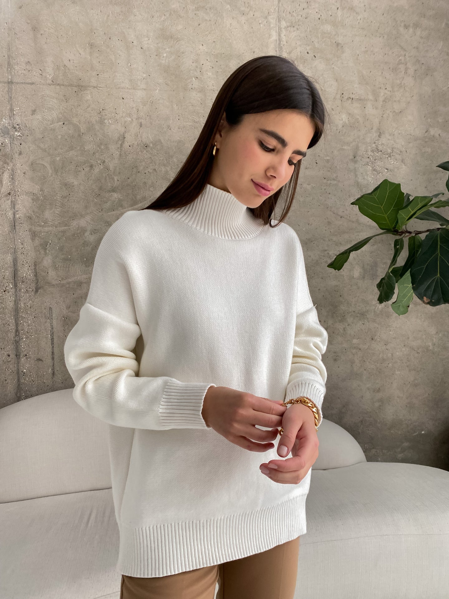 Paris Women Turtleneck Oversized Casual Sweater