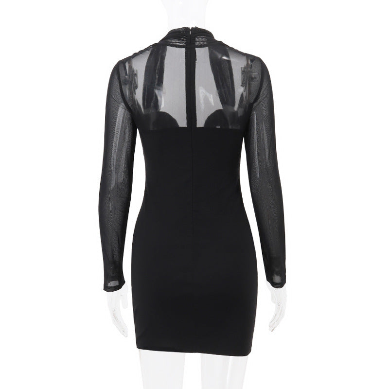 Nancy Mesh Strapless Long Sleeve Sexy Mini Dress